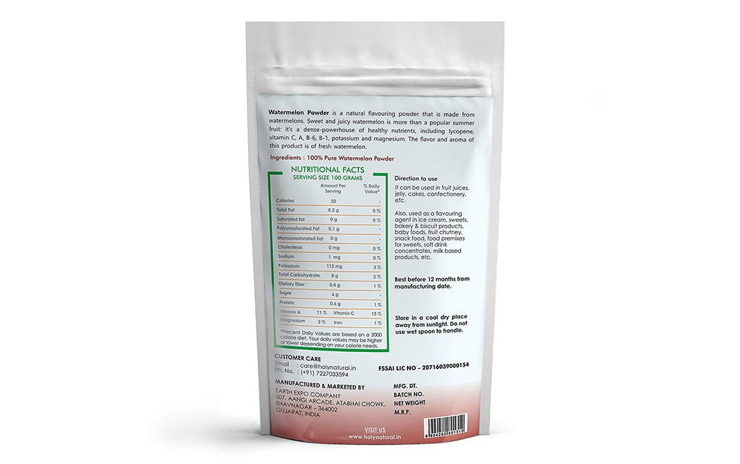 Holy Natural Watermelon Powder Pack 250 grams Reviews Nutrition